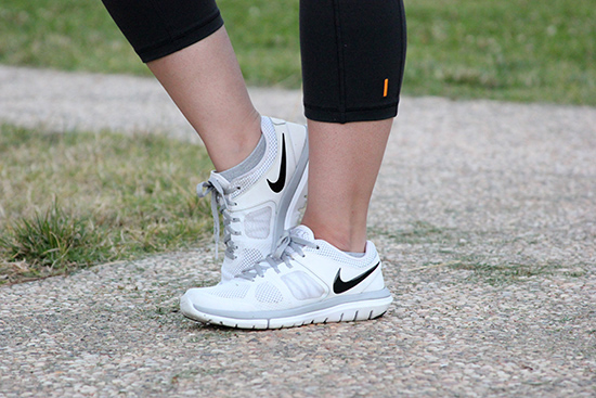 White Nike Running Shoes Workout Outfit