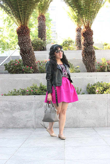 Zara Moto Jacket Pink Floral Outfit