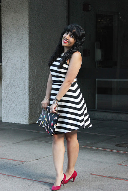 Striped Dress Ice Cream Clutch Fall SF Blogger Outfit