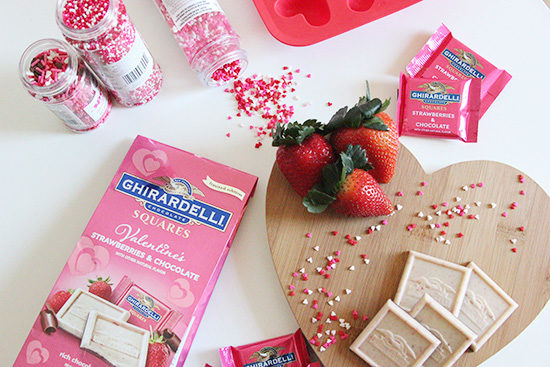 Ghirardelli Strawberries and Chocolate Squares Valentine's Day Bark Recipe