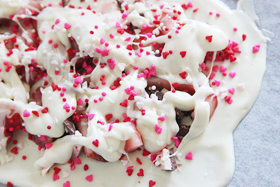 Valentine's Day Homemade White Chocolate Strawberry Bark Recipe