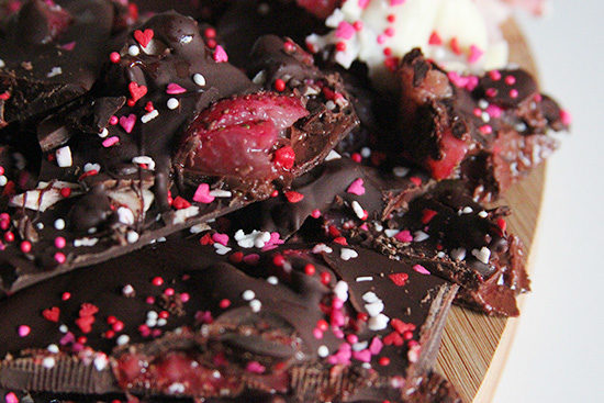 Valentine's Day Homemade Dark Chocolate Strawberry Bark Recipe