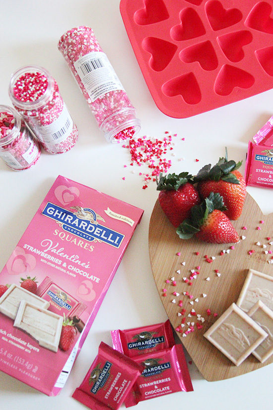 Ghirardelli Strawberries and Chocolate Squares Valentine's Day Bark Recipe