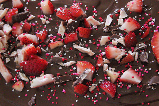 Valentine's Day Homemade Chocolate Strawberry Bark Recipe