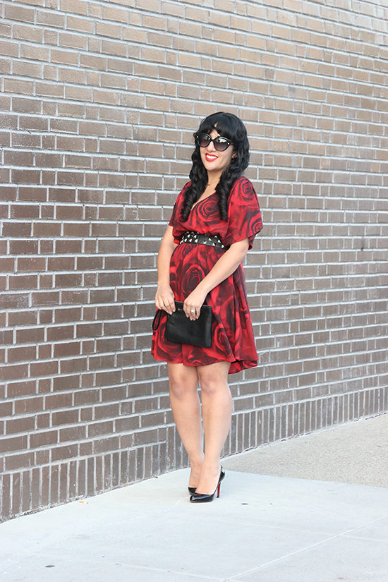 Alice + Olivia Rose Print Dress Valentine's Date Outfit Inspiration