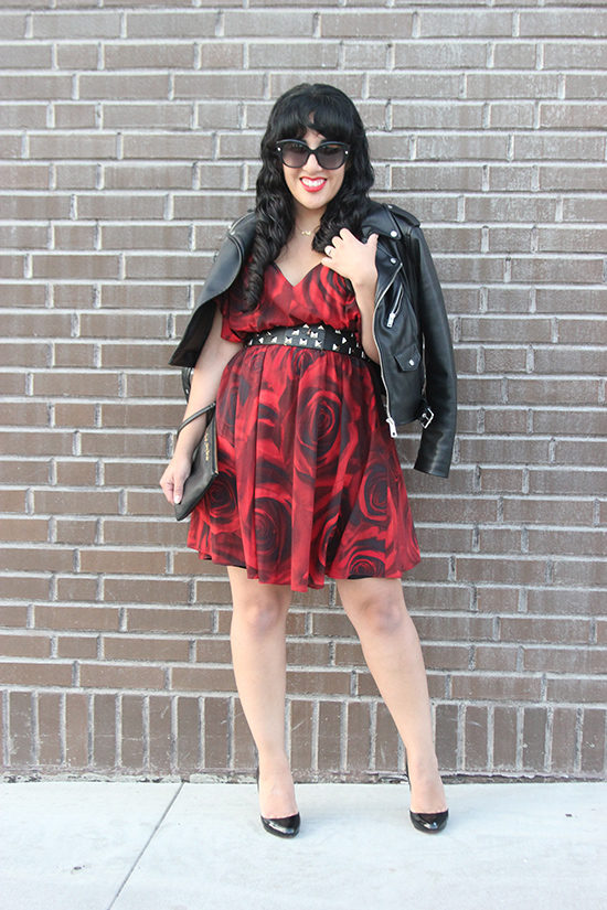 Alice + Olivia Rose Print Dress Valentine's Date Outfit Inspiration