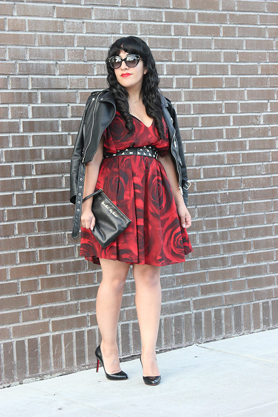 Alice + Olivia Rose Print Dress Valentine's Date Outfit Inspiration