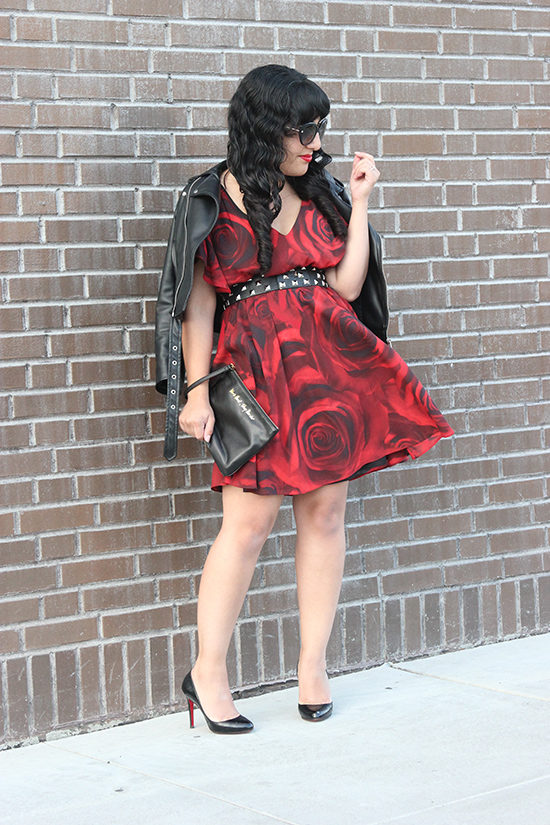 Alice + Olivia Rose Print Dress Valentine's Date Outfit Inspiration