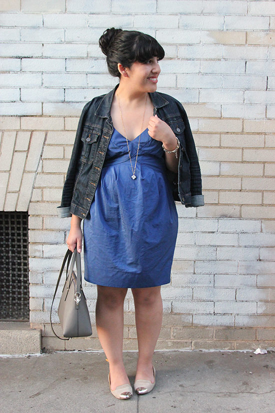 Kut from the Kloth Denim Jacket and All Saints Dress Spring Weekend Outfit